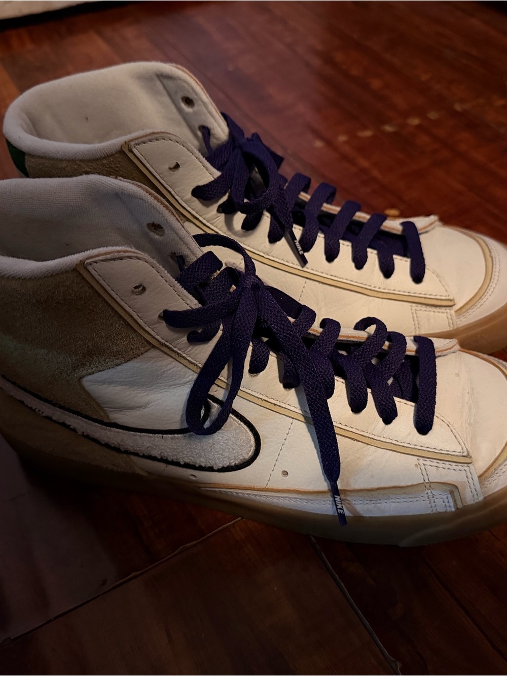 Nike Men’s Mid-Top Sneakers — White, Beige & Navy